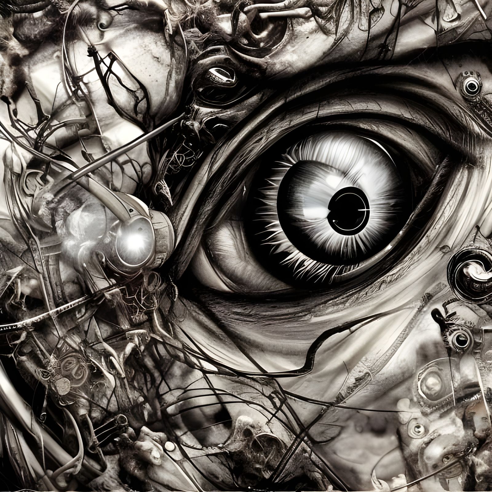 Surreal Cyborg Creature with Alien Tech Eyes