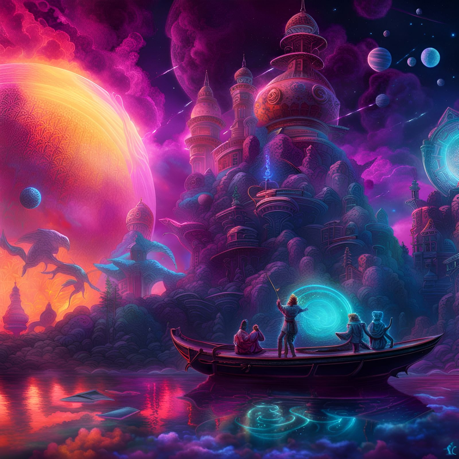 Baroque Space Pirates in Astral Cosmic Illustration