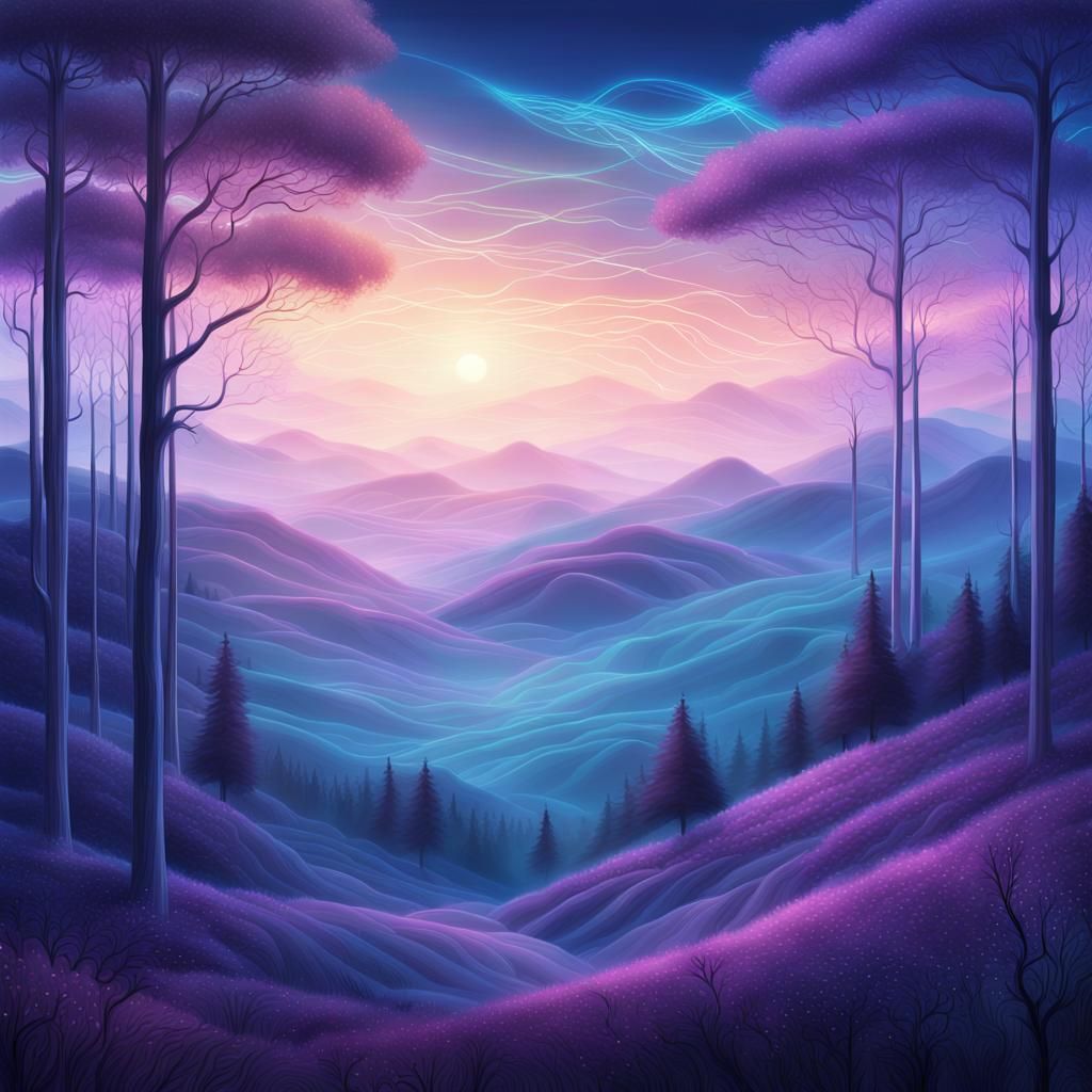 Ethereal Fantasy Realm with Glowing Lines