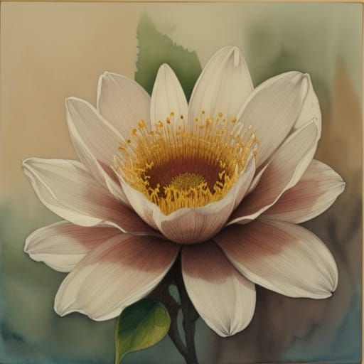 Ink Wash Flower Blooms in Expressive Watercolor Style