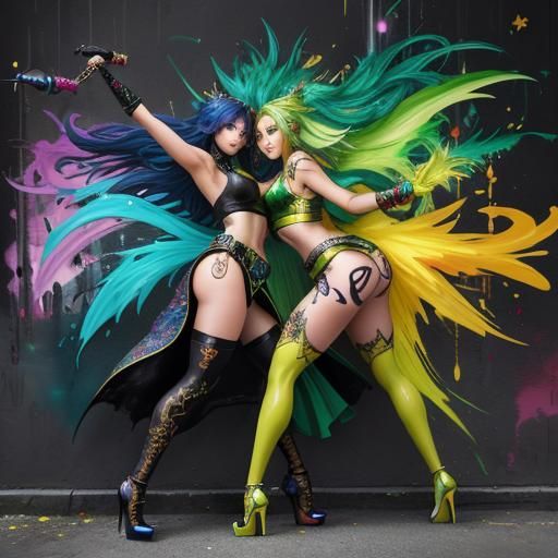 Fantasy Mages in Graffiti Art Style