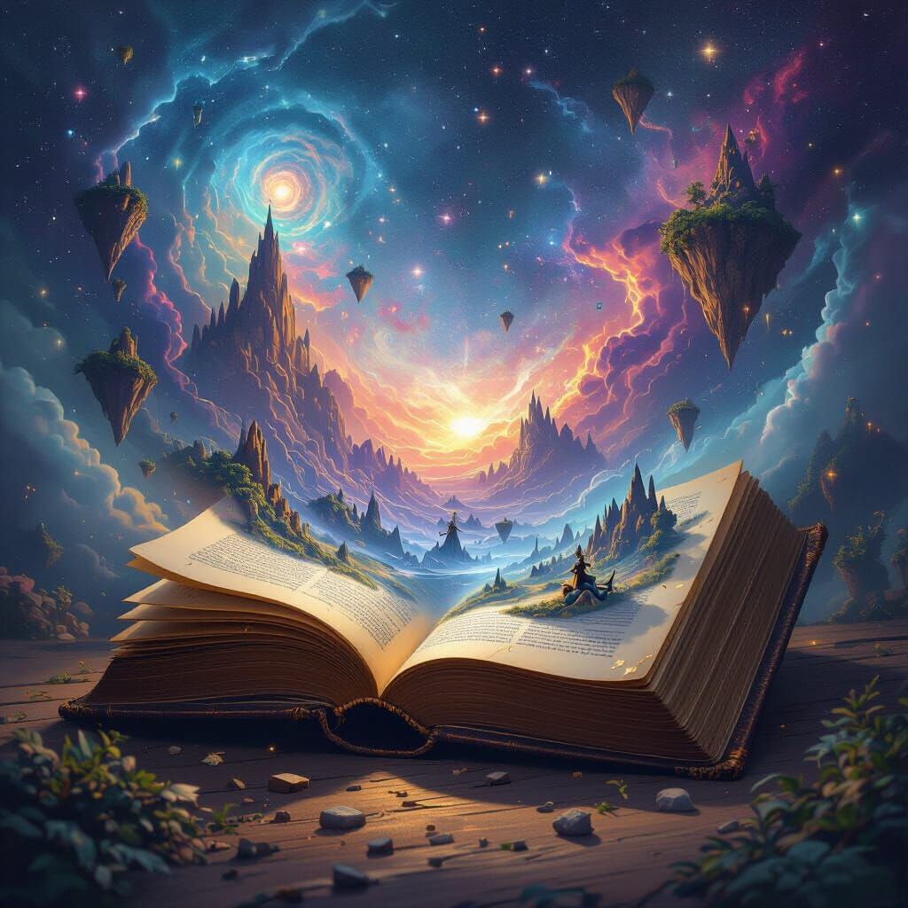 Antique Book Unfurls into Fantastical Cosmic World