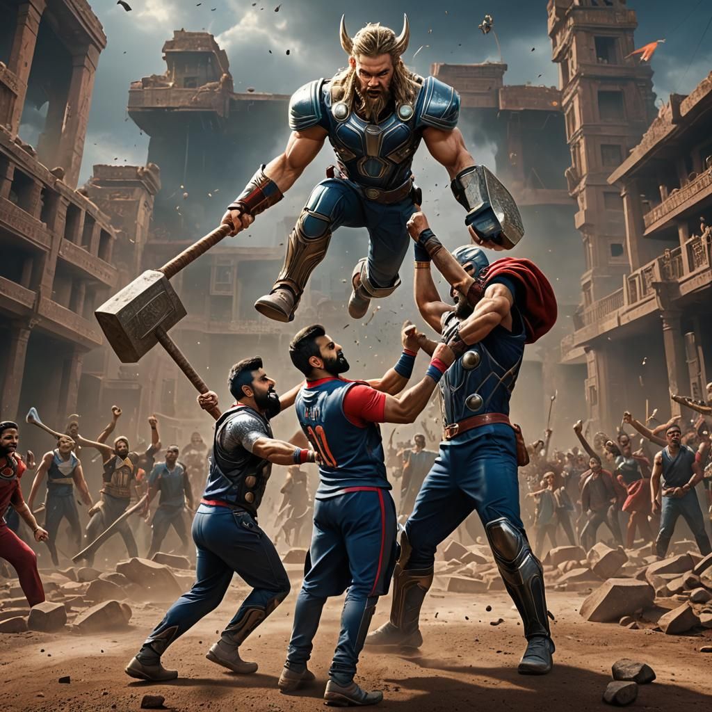 Virat Kohli and MS Dhoni as Fantasy Concept Art