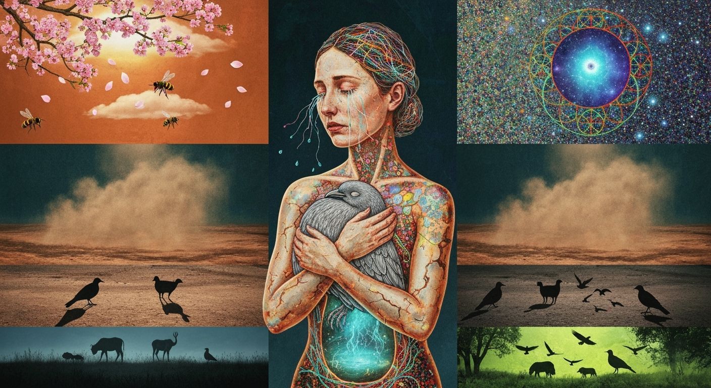 Shamanic Bio Art Collage in Mystical Forest