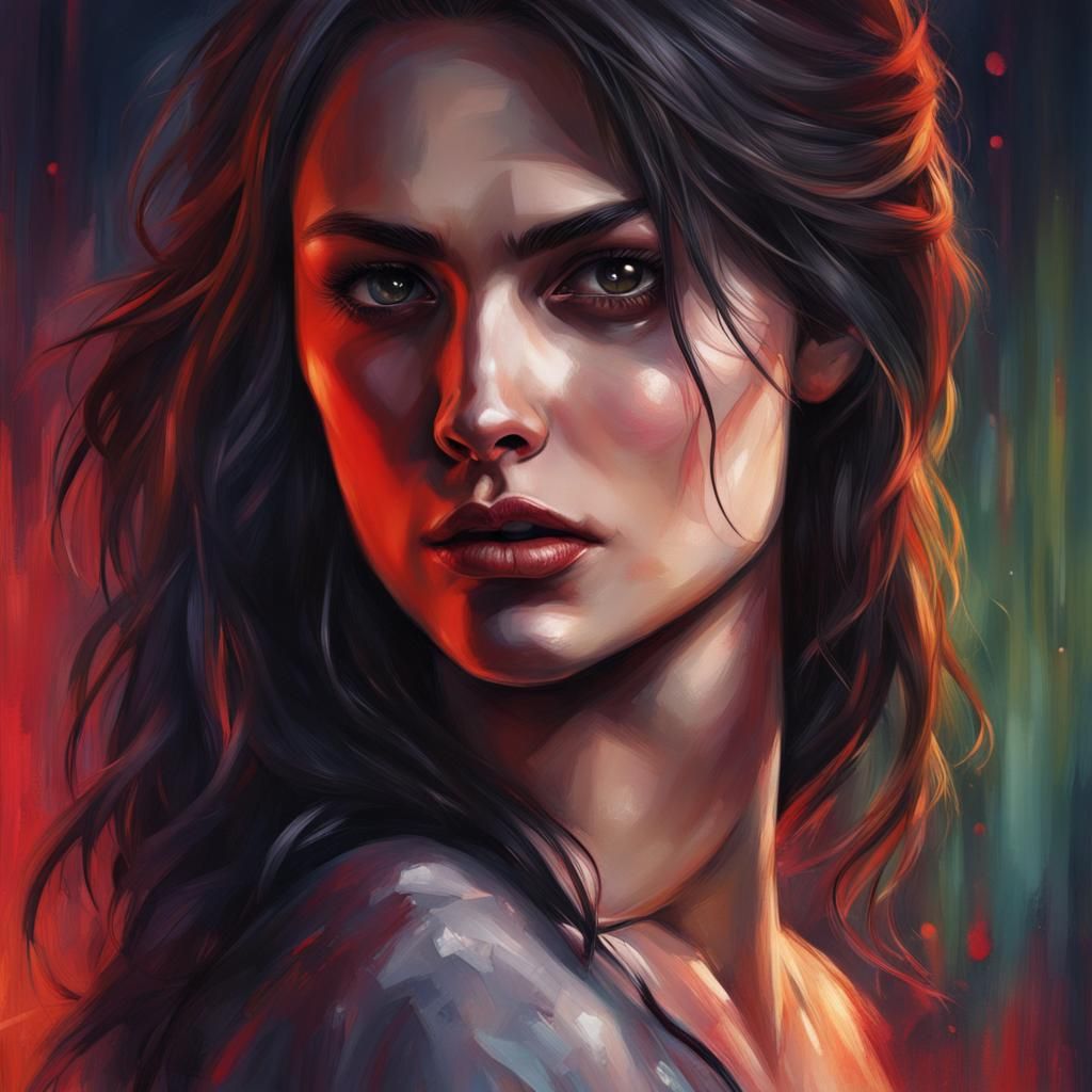 Hyperrealistic Vampire Diaries Portrait in Splash Art Style