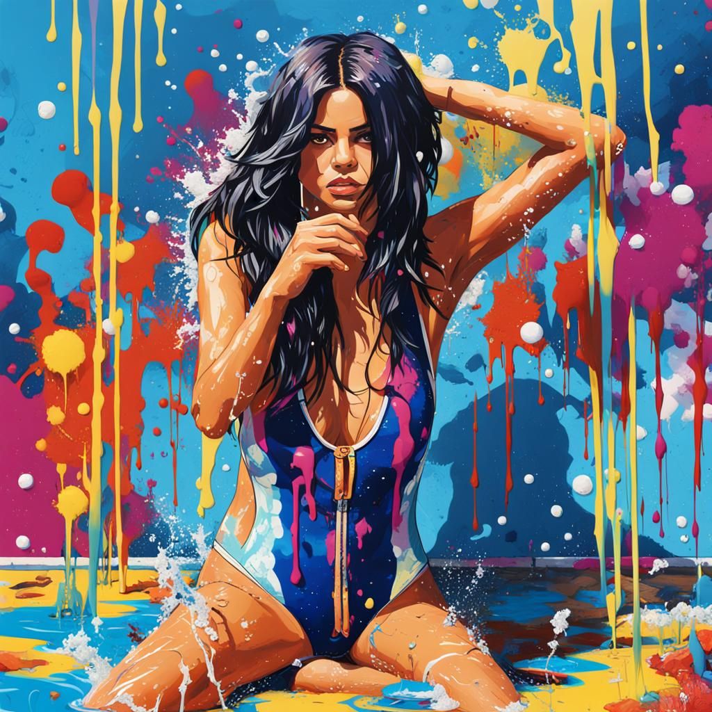 Selena Gomez in Graffiti Splash Art Style