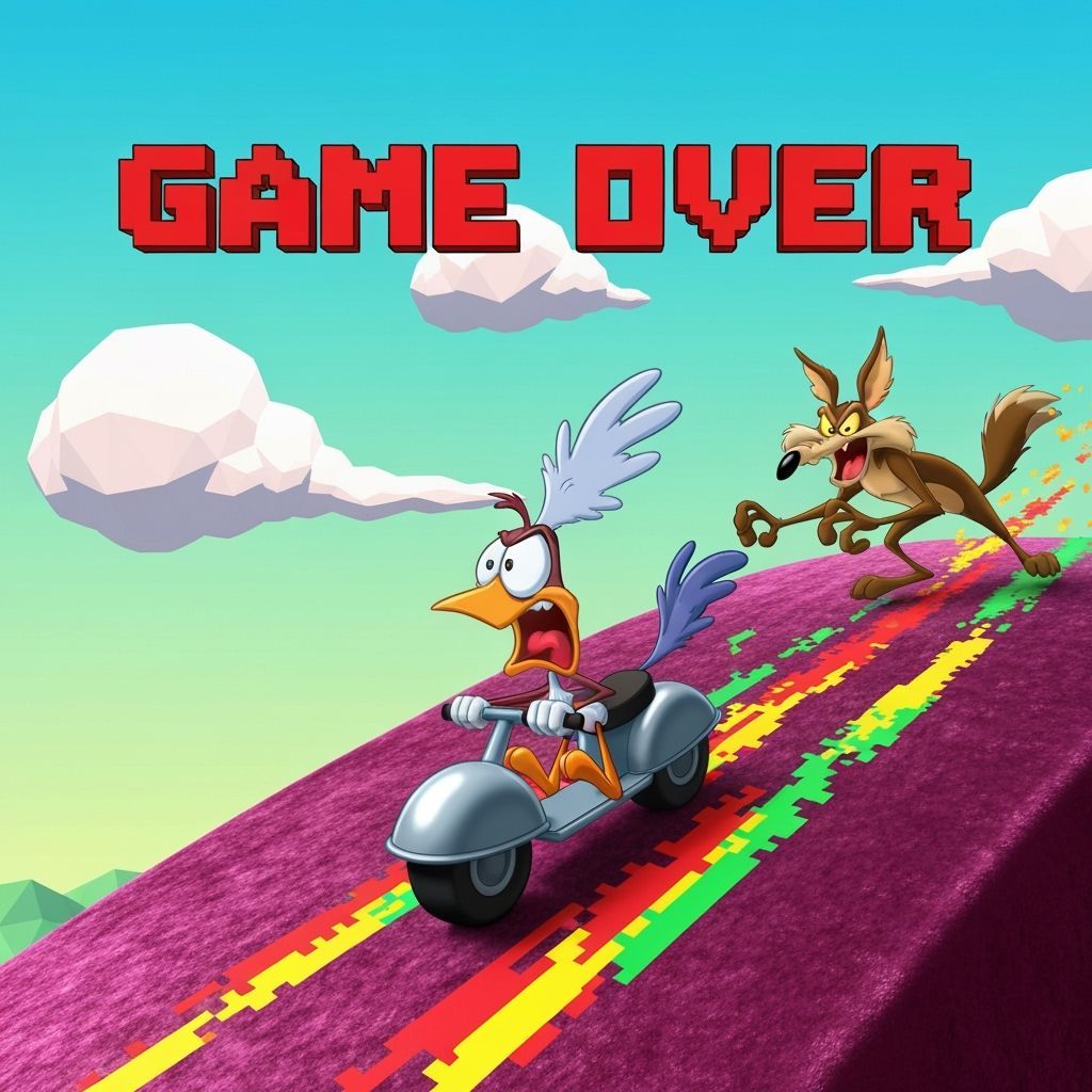 Road Runner's Pixelated Pursuit in 8-bit Style