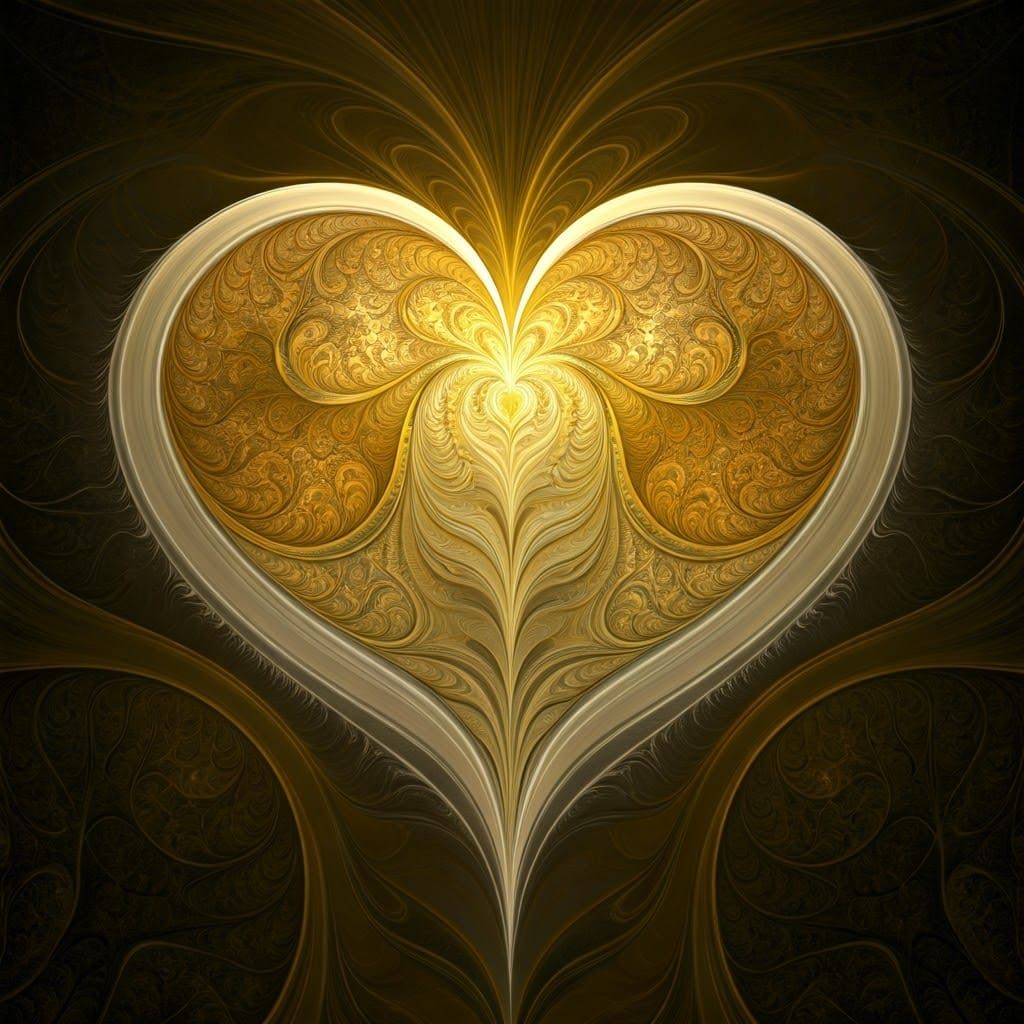 Ornate Love Heart with Fractal Art Nouveau Details