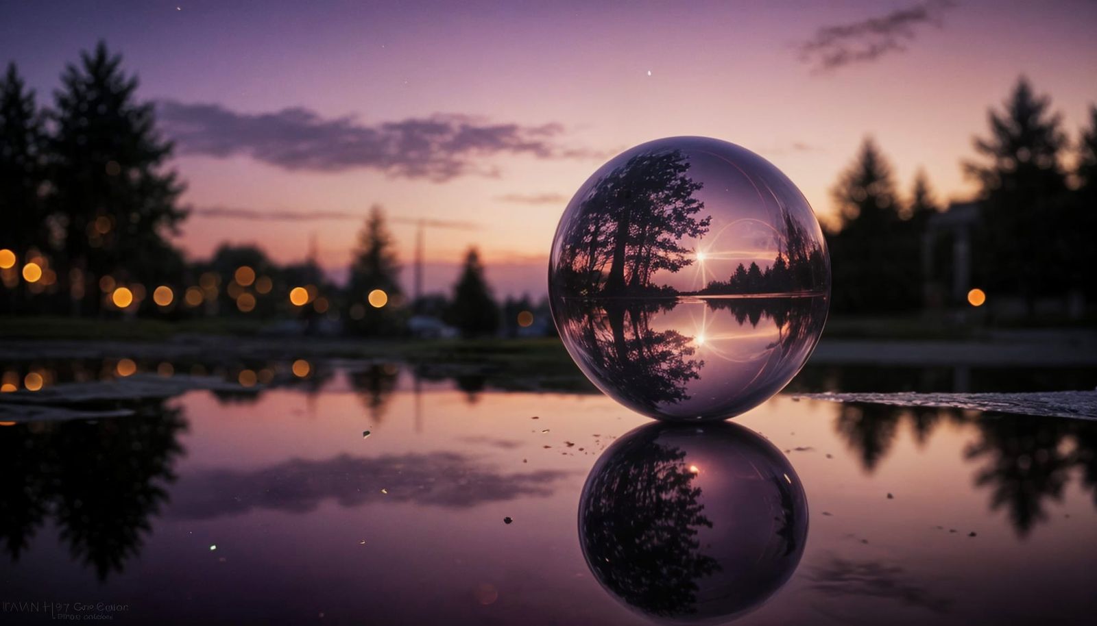 Ethereal Lens Orb Reflection in Double Exposure Style