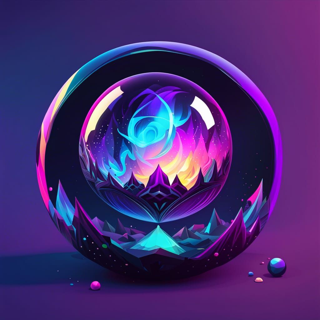 Mystical Glass Orb Surrounded by Magic Symbols