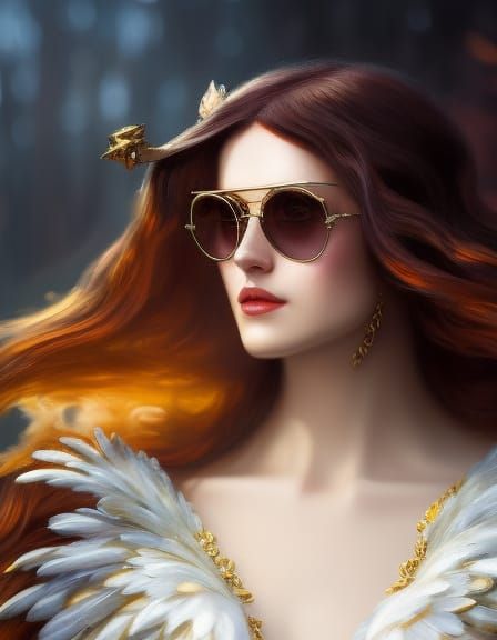 Steampunk Portrait with Feather Boa in Oil Painting Style
