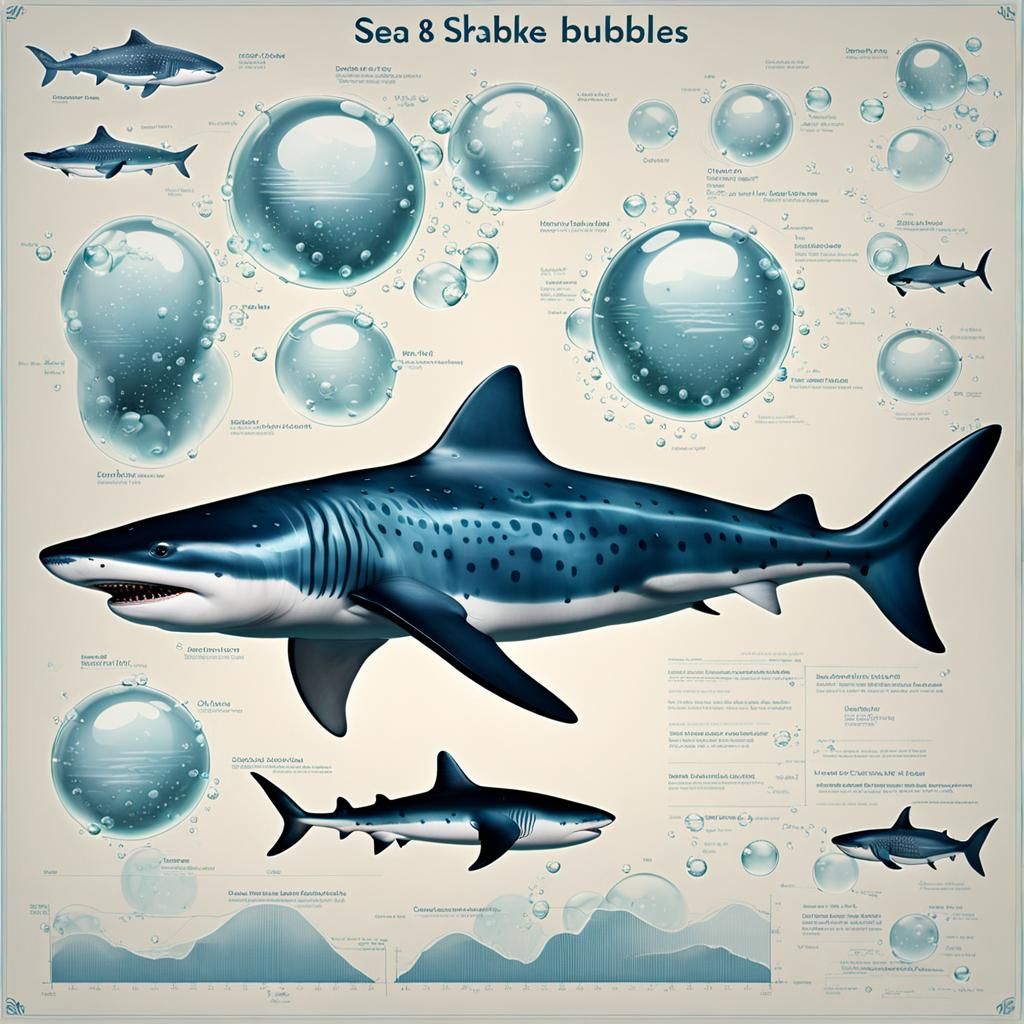 Whale Sharks in Bubbly Sea, Art Brut Style