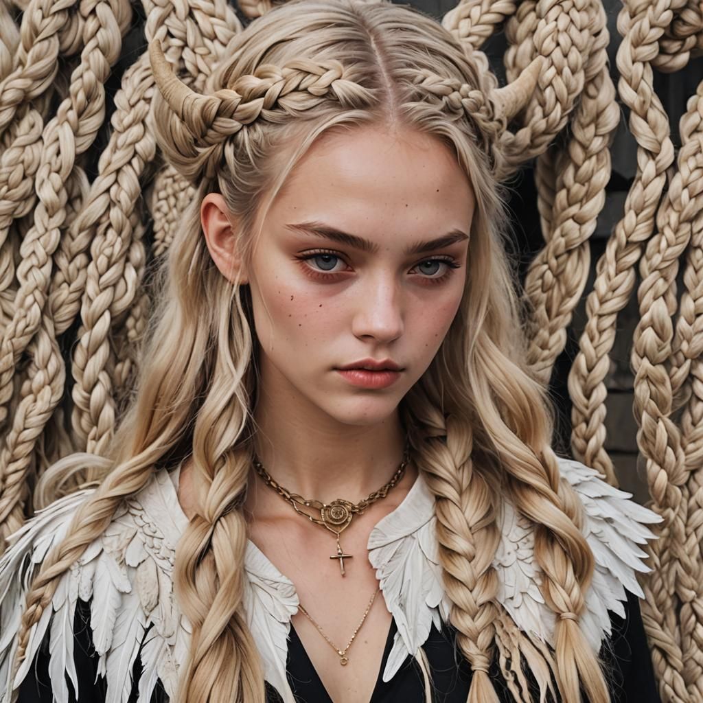 Blonde Braided Demon at Party