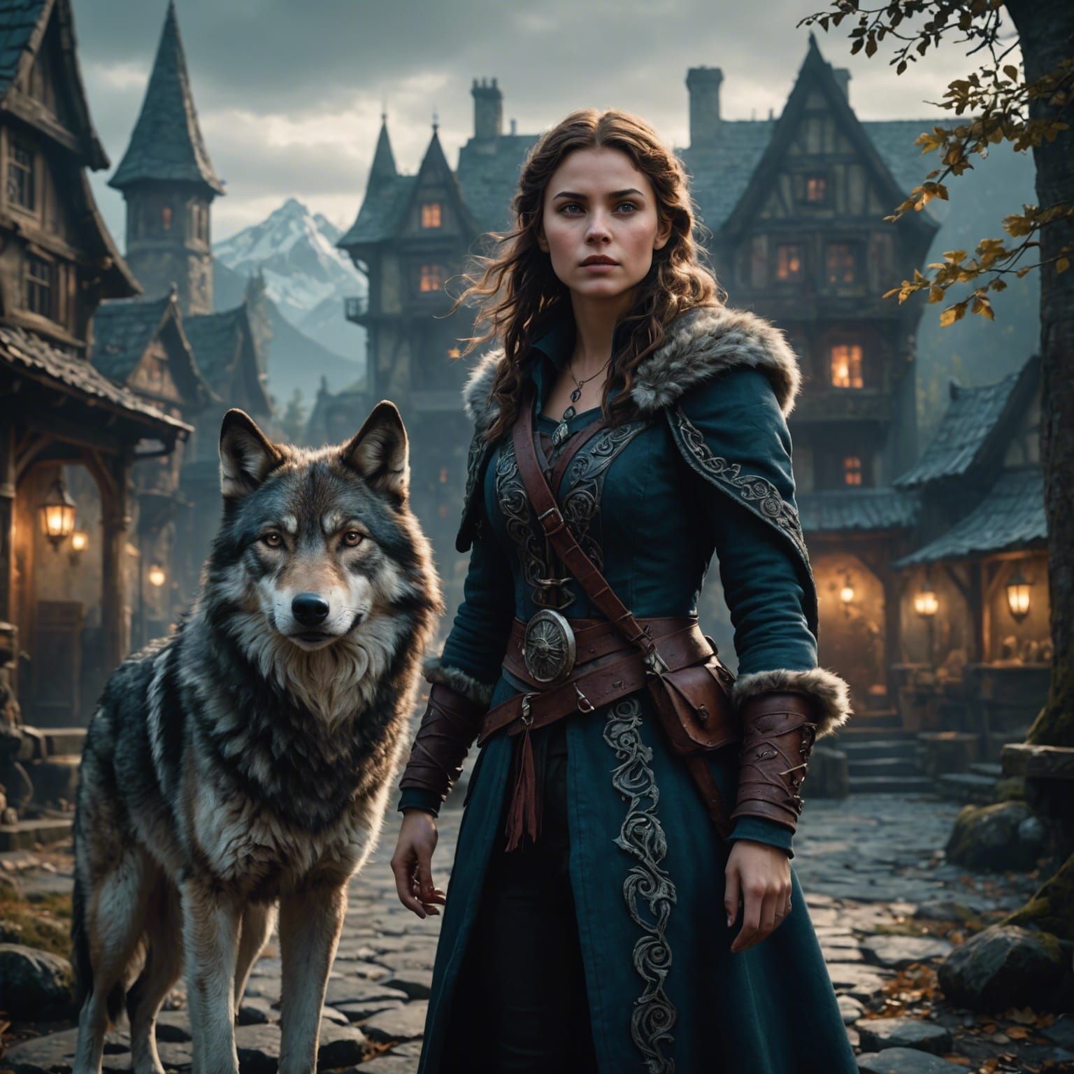 Woman and Wolf Companion: Fantasy Concept Art