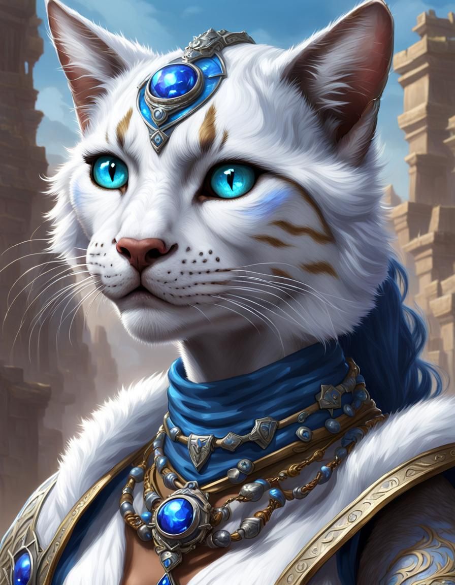 Tabaxi Moon Mage in Dark Fantasy Style