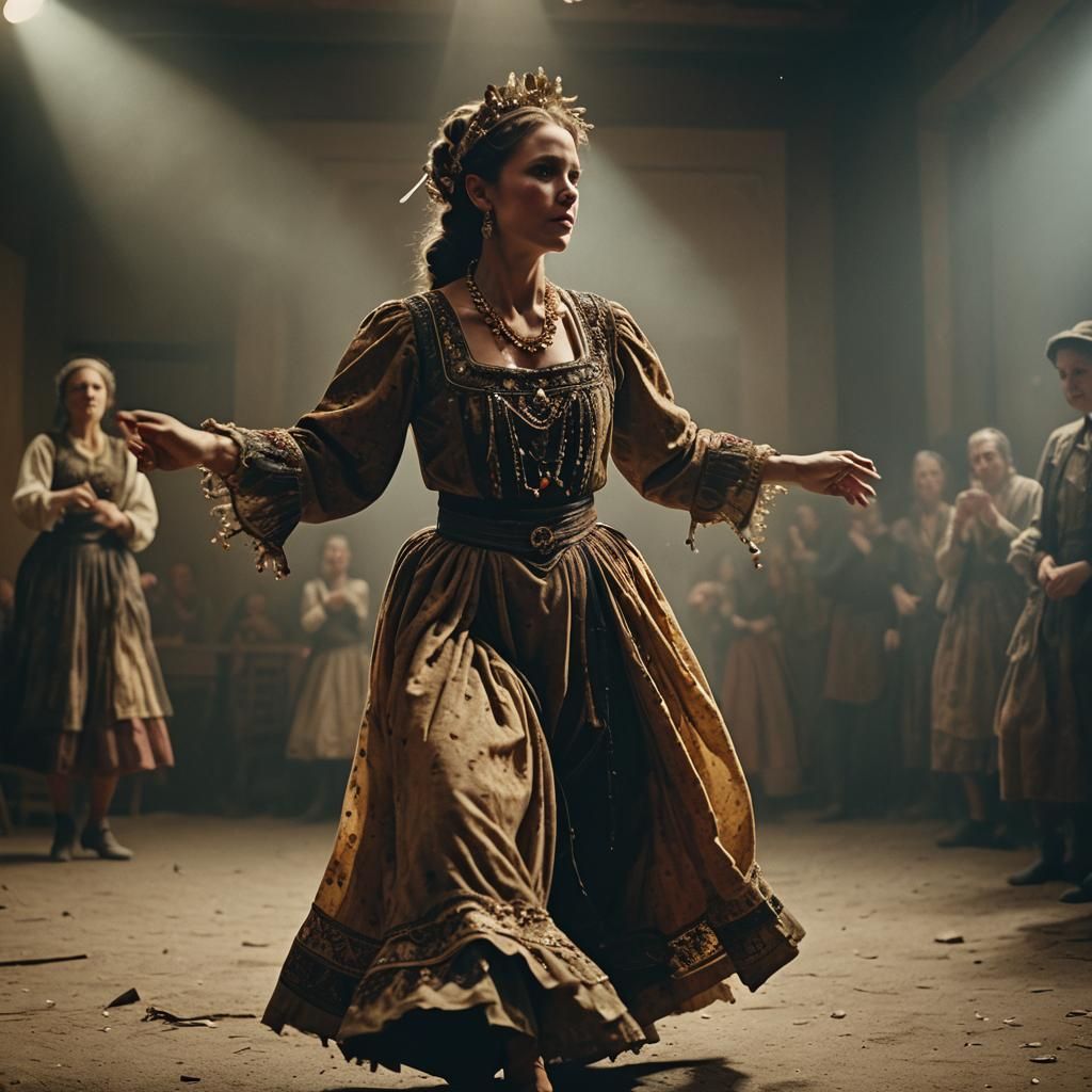 Mysterious Dancer in Abandoned Theater, Cinematic Style