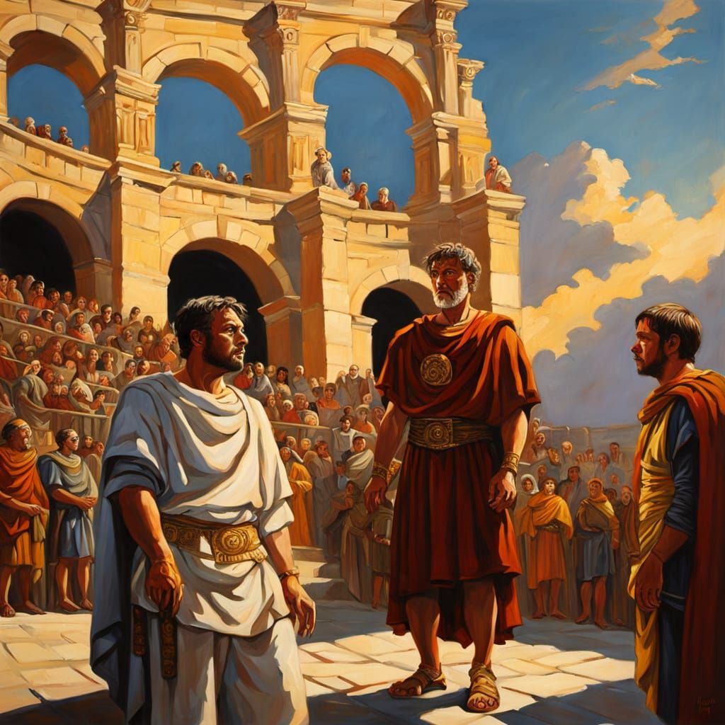 Roman Emperor Lectures Actors: Oil Painting