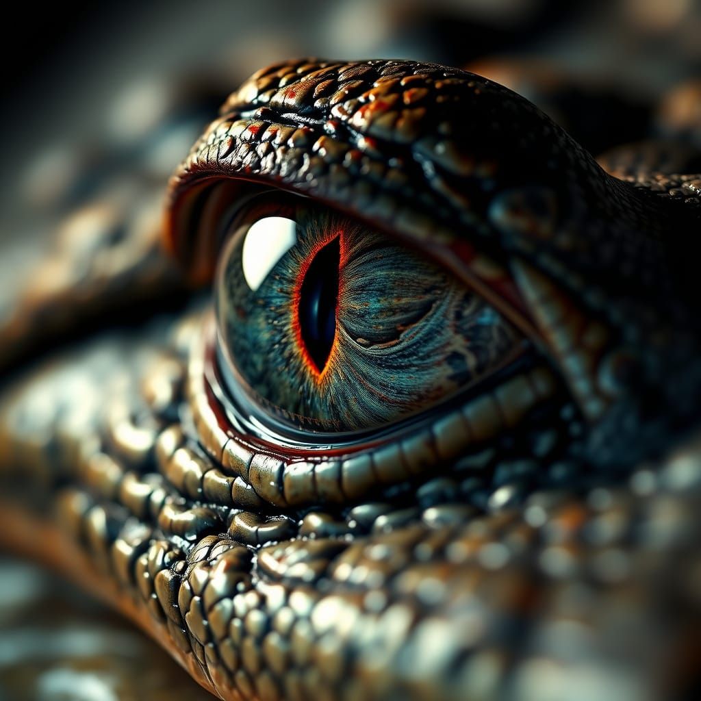Macro View of an Alligators Eye
