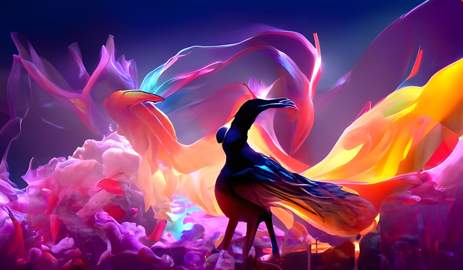 Radiant Phoenix Soaring in Fantasy Landscape