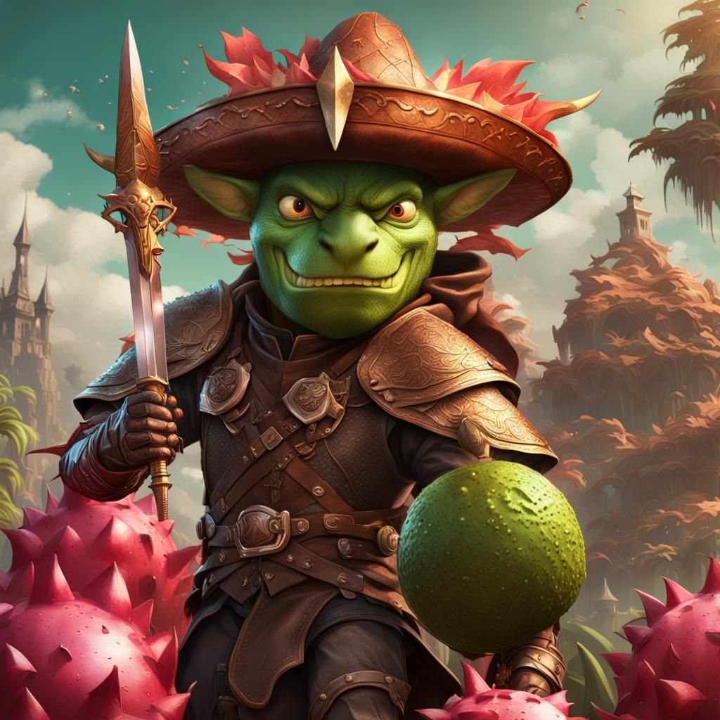 Avocado Warriors Slay Dragonfruit Dragon, Digital Art