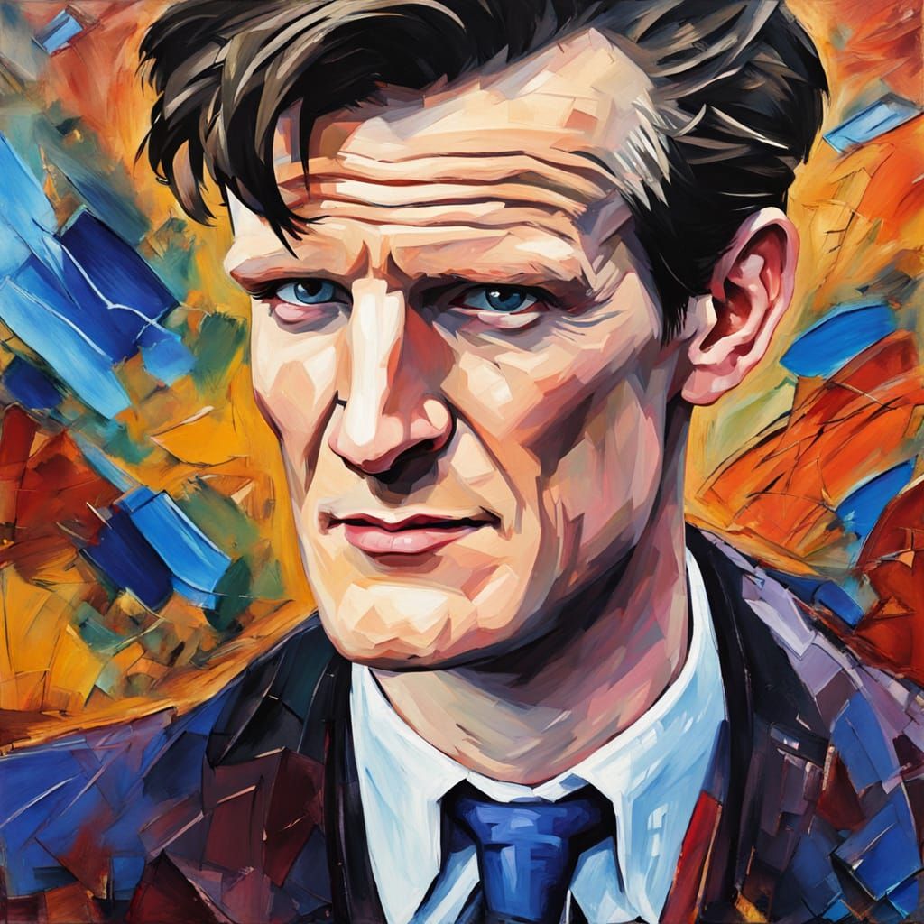 Matt Smith Doctor Who Caricature in Neo-Impressionist Style