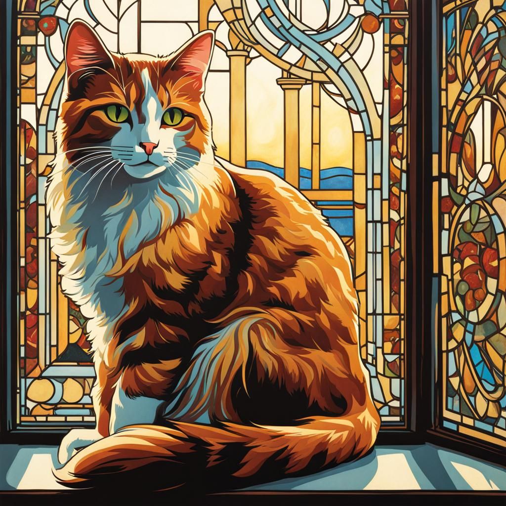 Art Nouveau Cat by a Window