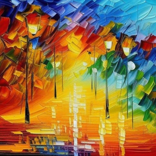 Colorful Textured Oil Painting in Expressionist Style