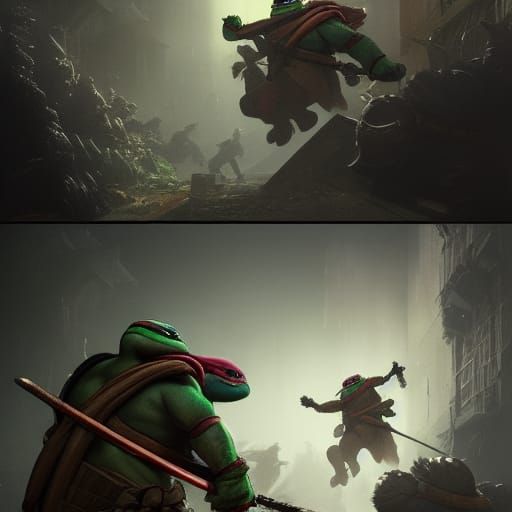 Hyperdetailed TMNT Dark Fantasy Concept Art