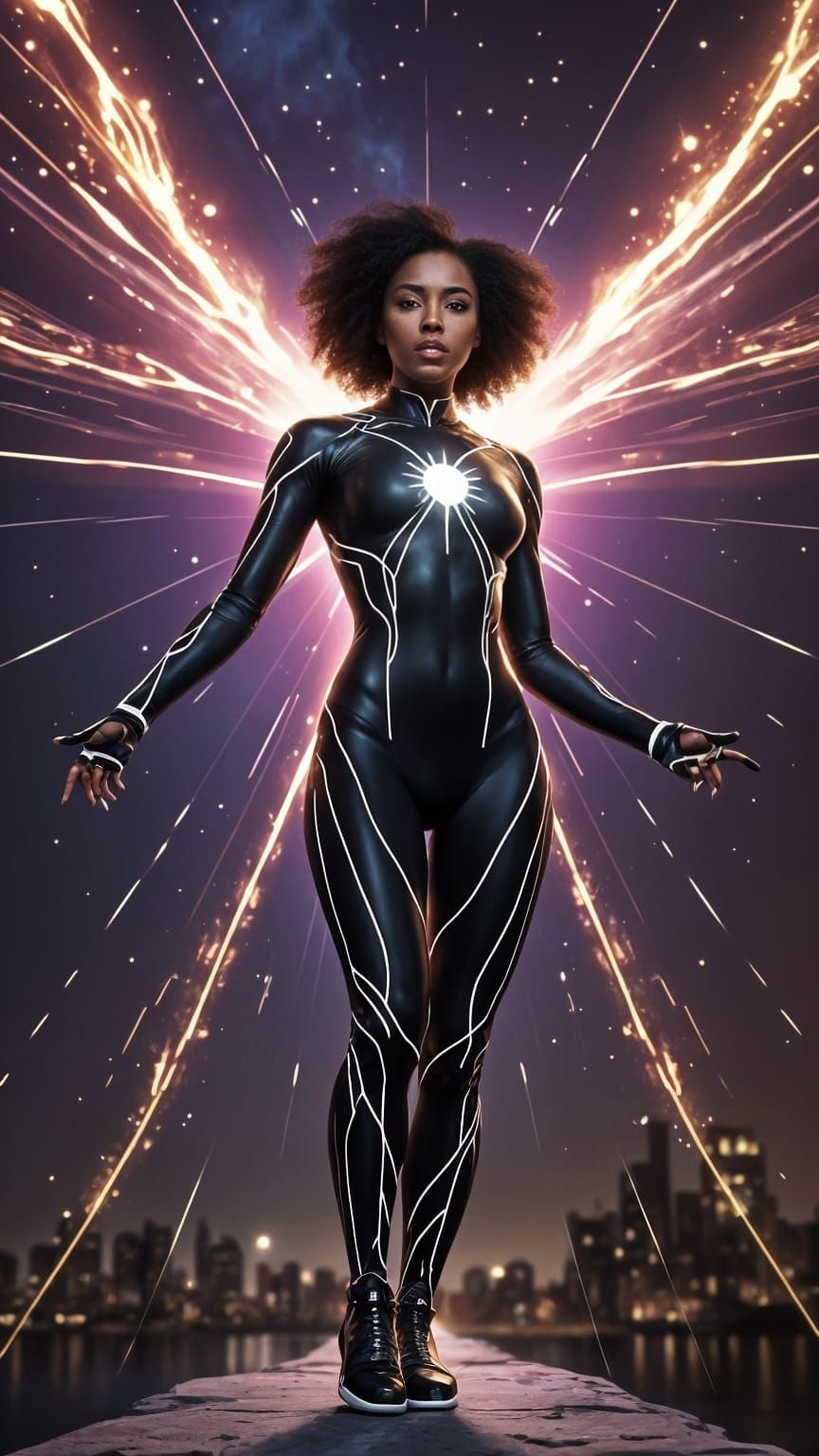 Radiant Superheroine Spectrum in Photorealistic Comic Art