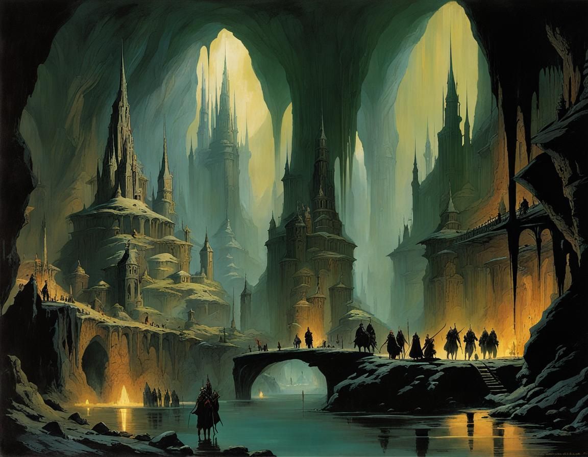 Grimdark Underground City in Massive Cave