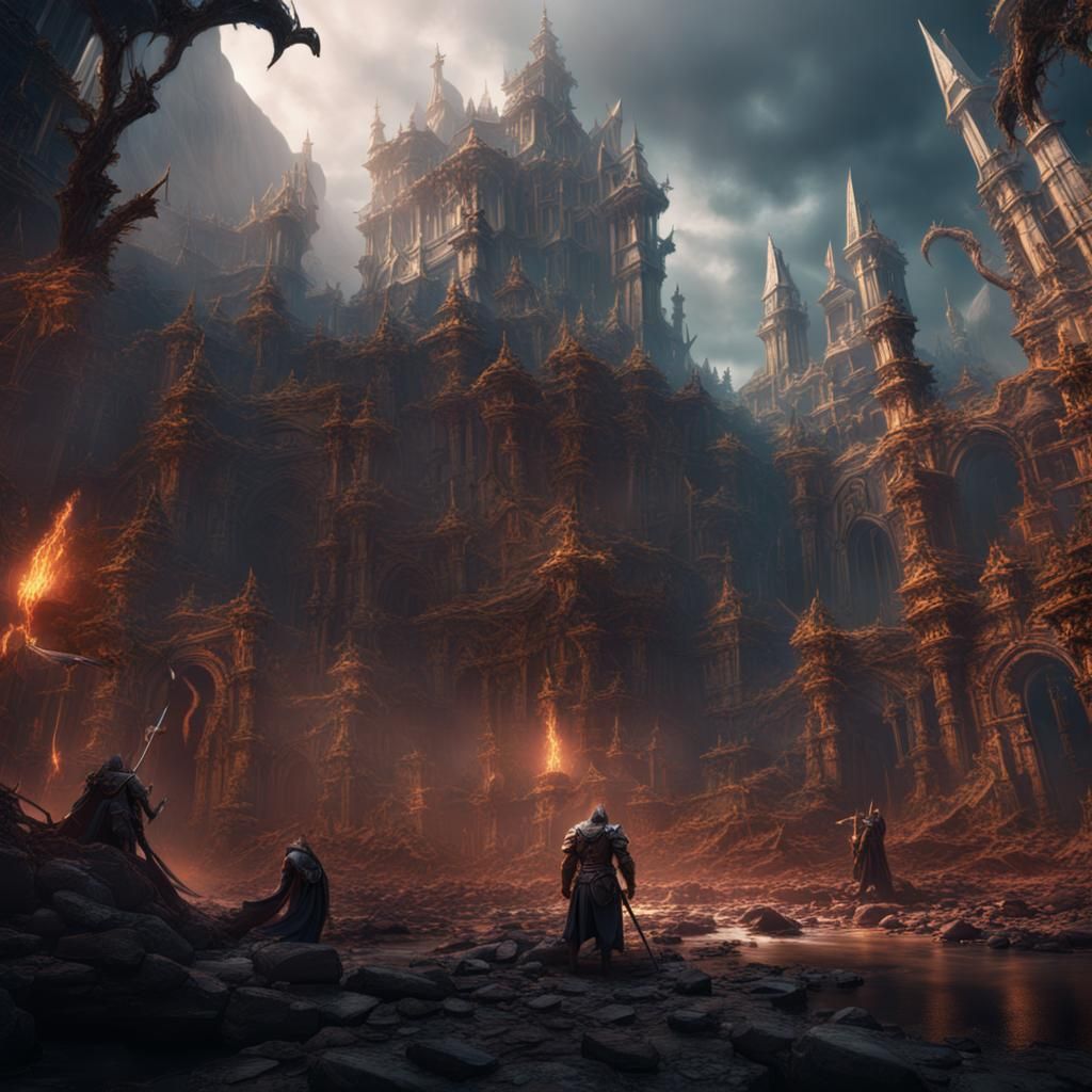 Fantastical Spiritual Warfare in Detailed Matte Painting