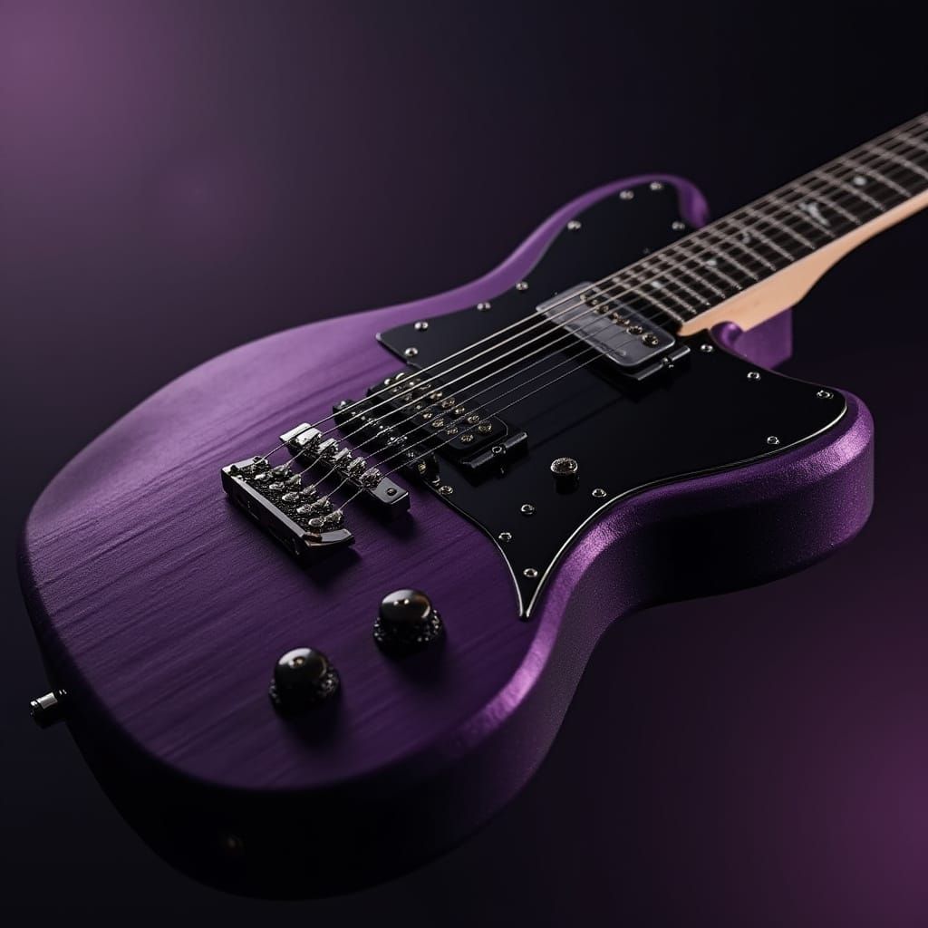 Guitar in Deep Purple and Black Hues
