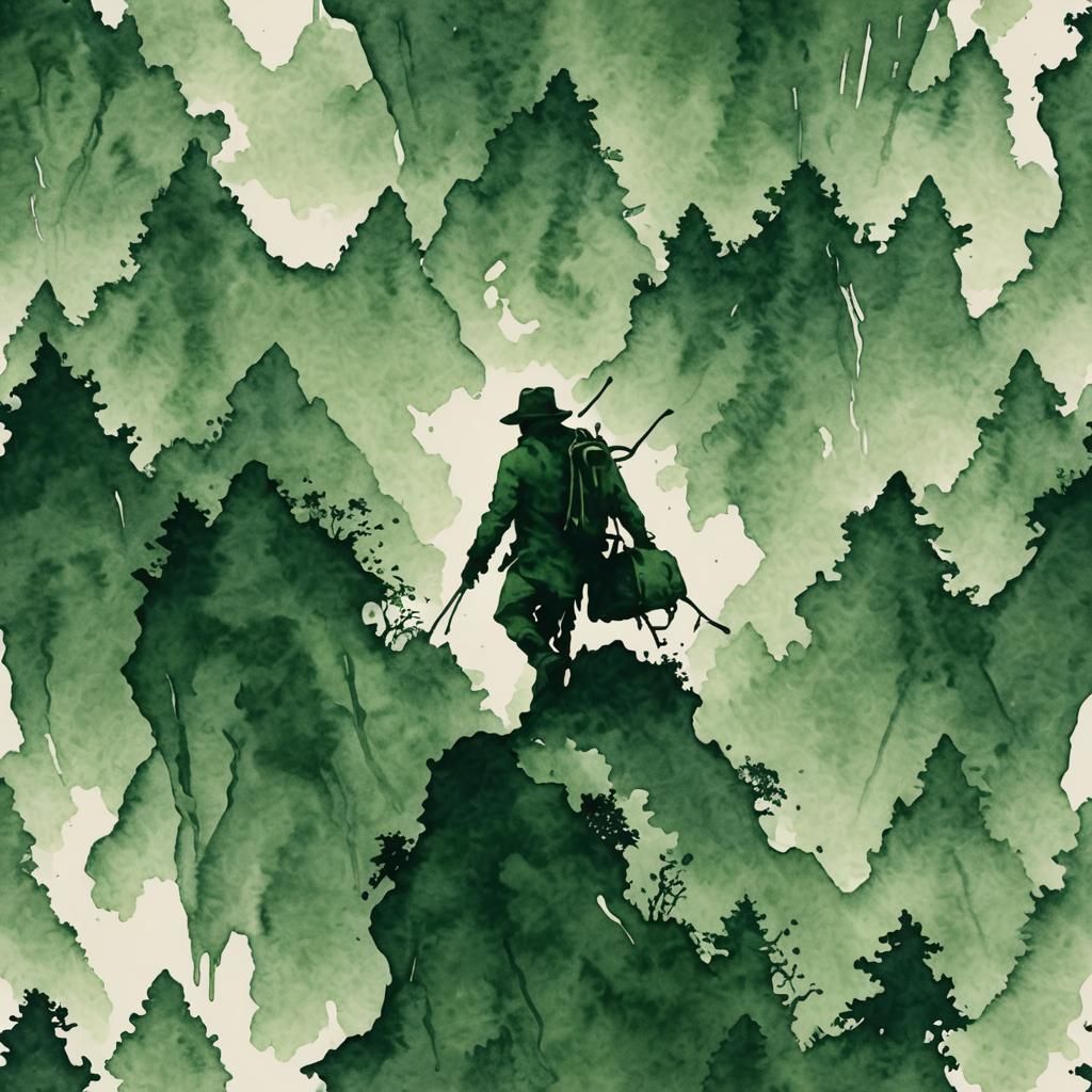 Green Rorschach Ink Blot of a Traveler