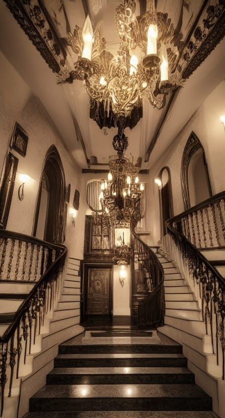 Retrofuturistic Gothic Staircase in Steampunk Style
