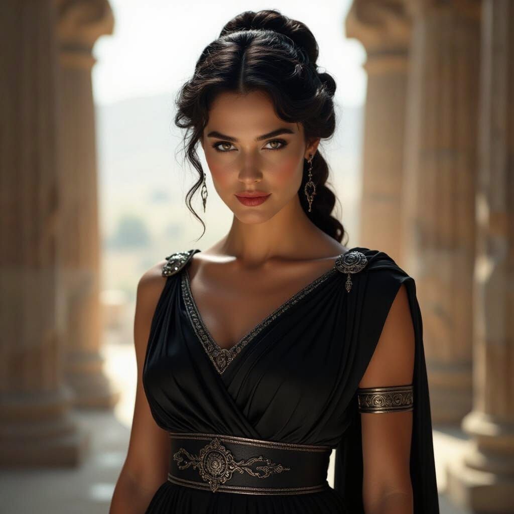 Adikia, Greek Goddess of Injustice in Dark Romanticism Style