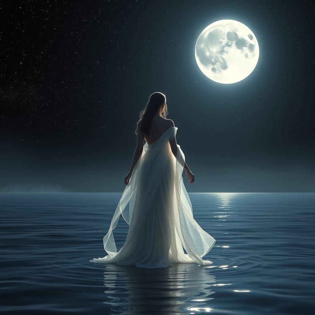 Mystical Goddess Selune in Ethereal Moonlit Serenity