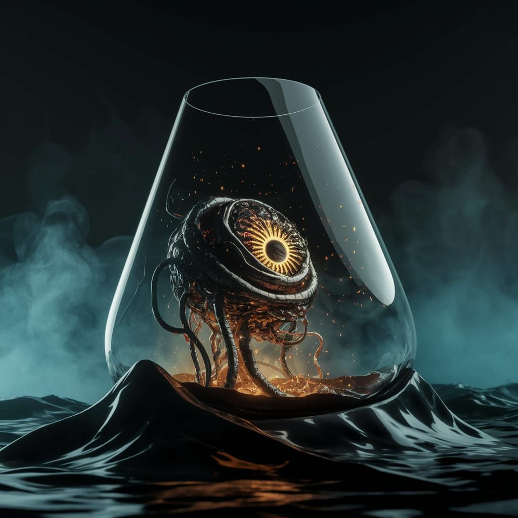 Ancient Glass Vessel in Dark Fantasy 3D