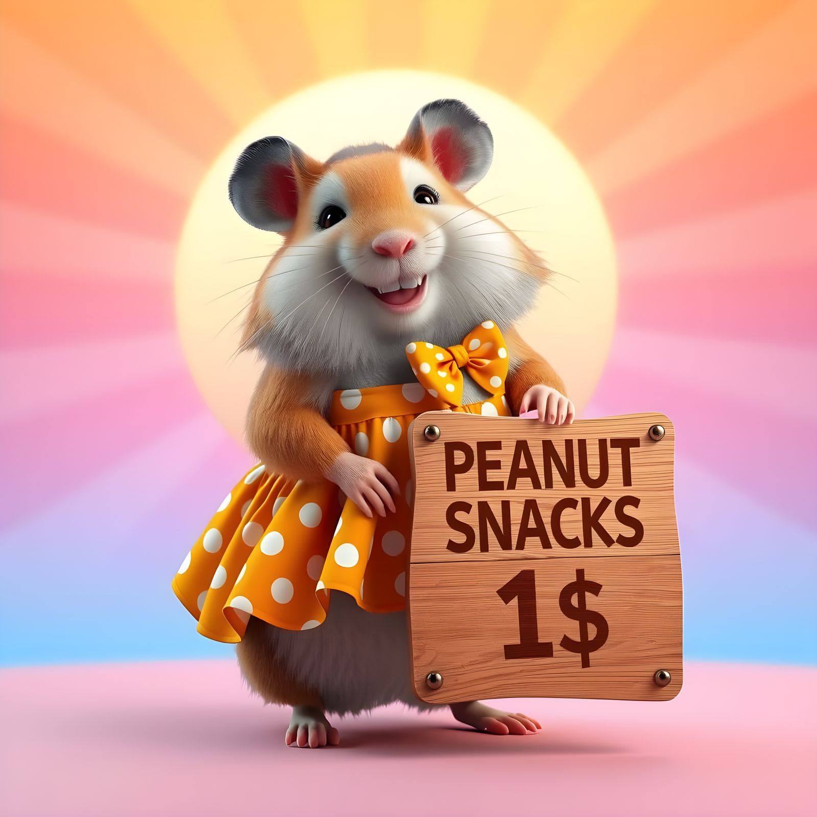 Vibrant Hamster by Peanut Snacks Sign in 4k Resolution