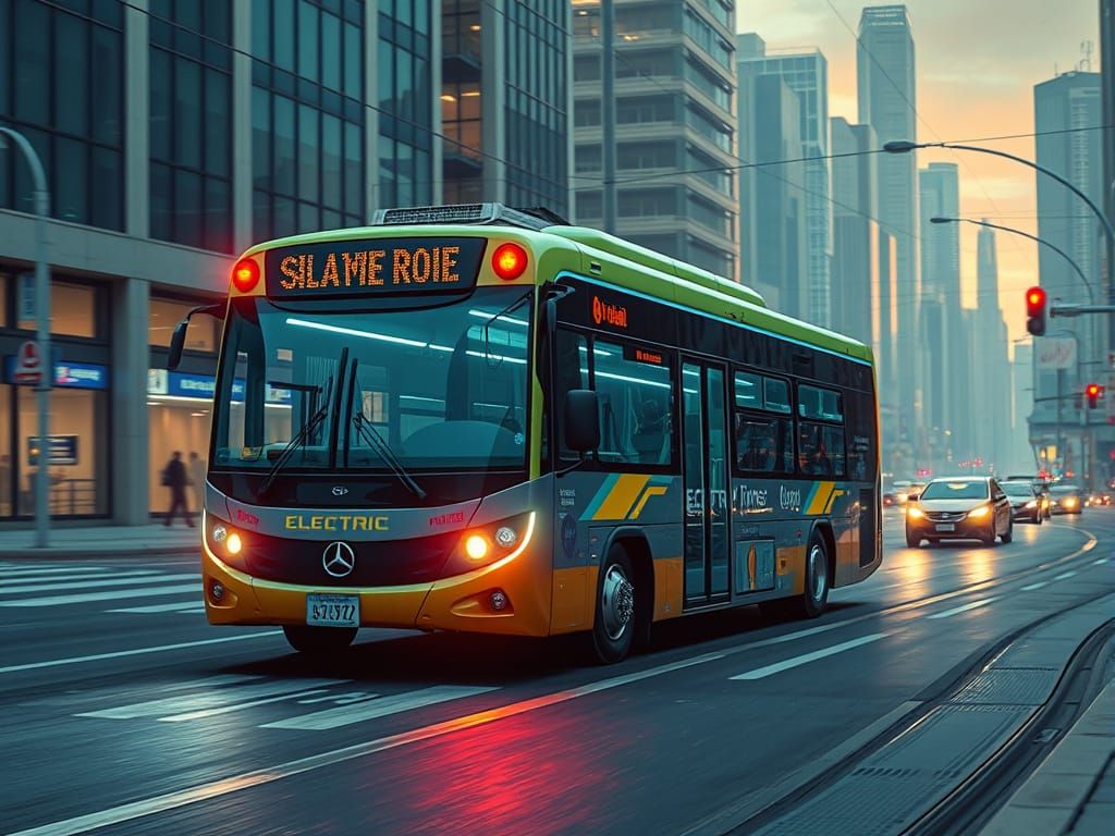 Futuristic Electric Bus in Retro Sci-Fi Style