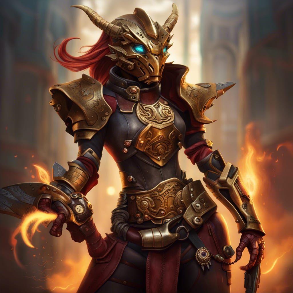 Arcanepunk Dragonborn Fire Spellcaster