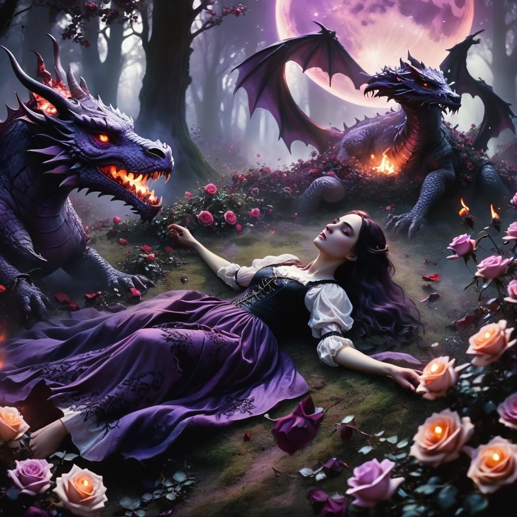 Gothic Girl in Ethereal Dragon Fantasy