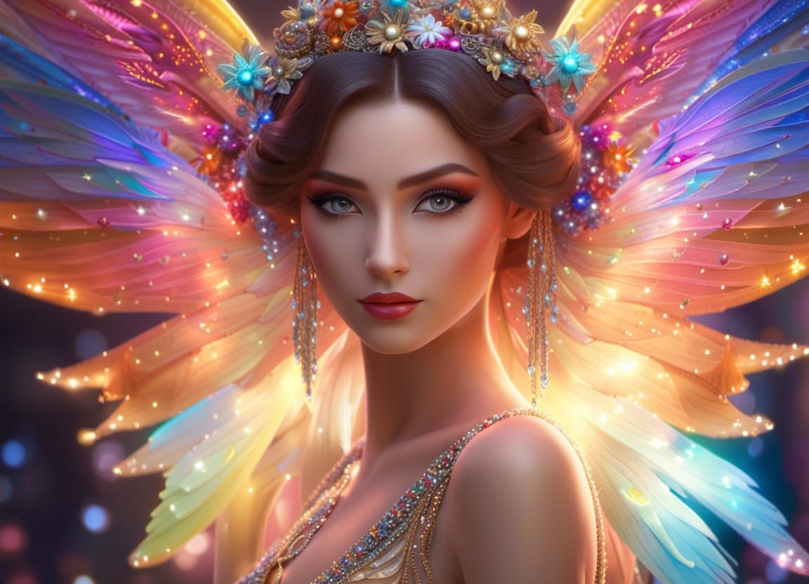 Affectionate Fairy Muse with Angelic Wings