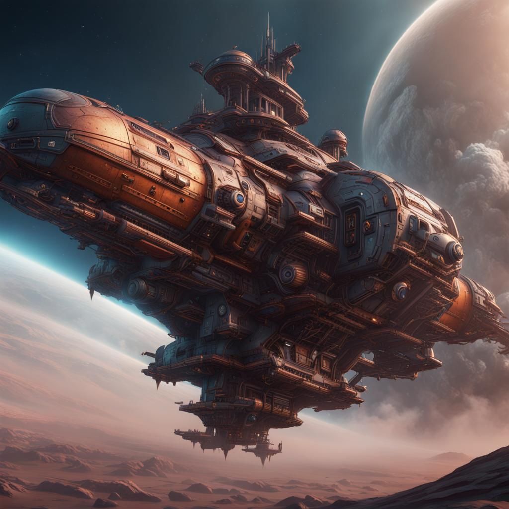 Detailed Matte Painting of a Spaceship