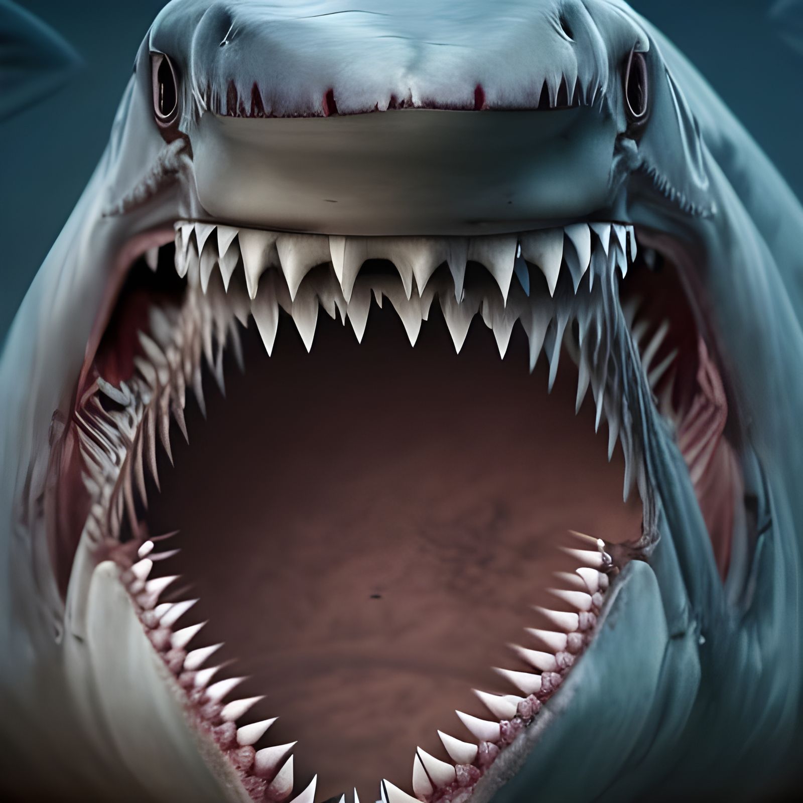 Menacing Prehistoric Shark in Hyperrealistic Style