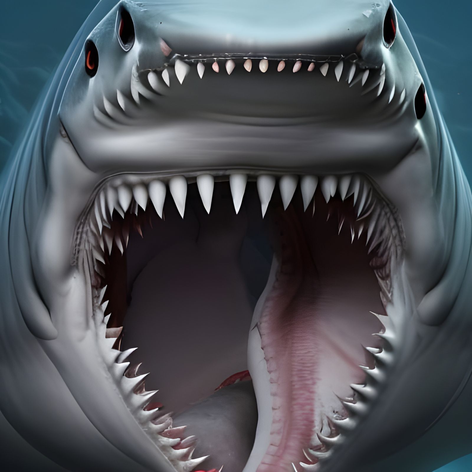 Menacing Prehistoric Shark in Hyperrealistic Style
