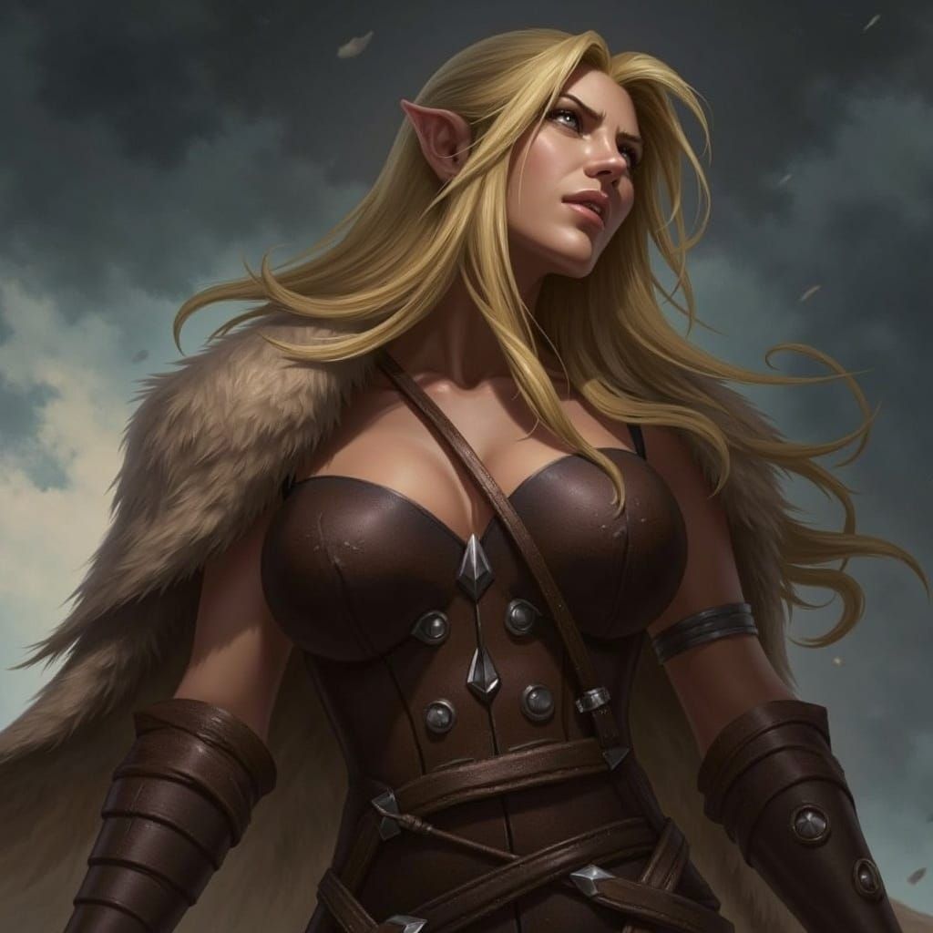 Fierce Female Warrior Portrait in Digital Art Style