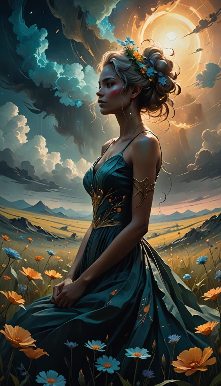 Soraka Celestial Wanderer in Misty Flower Field