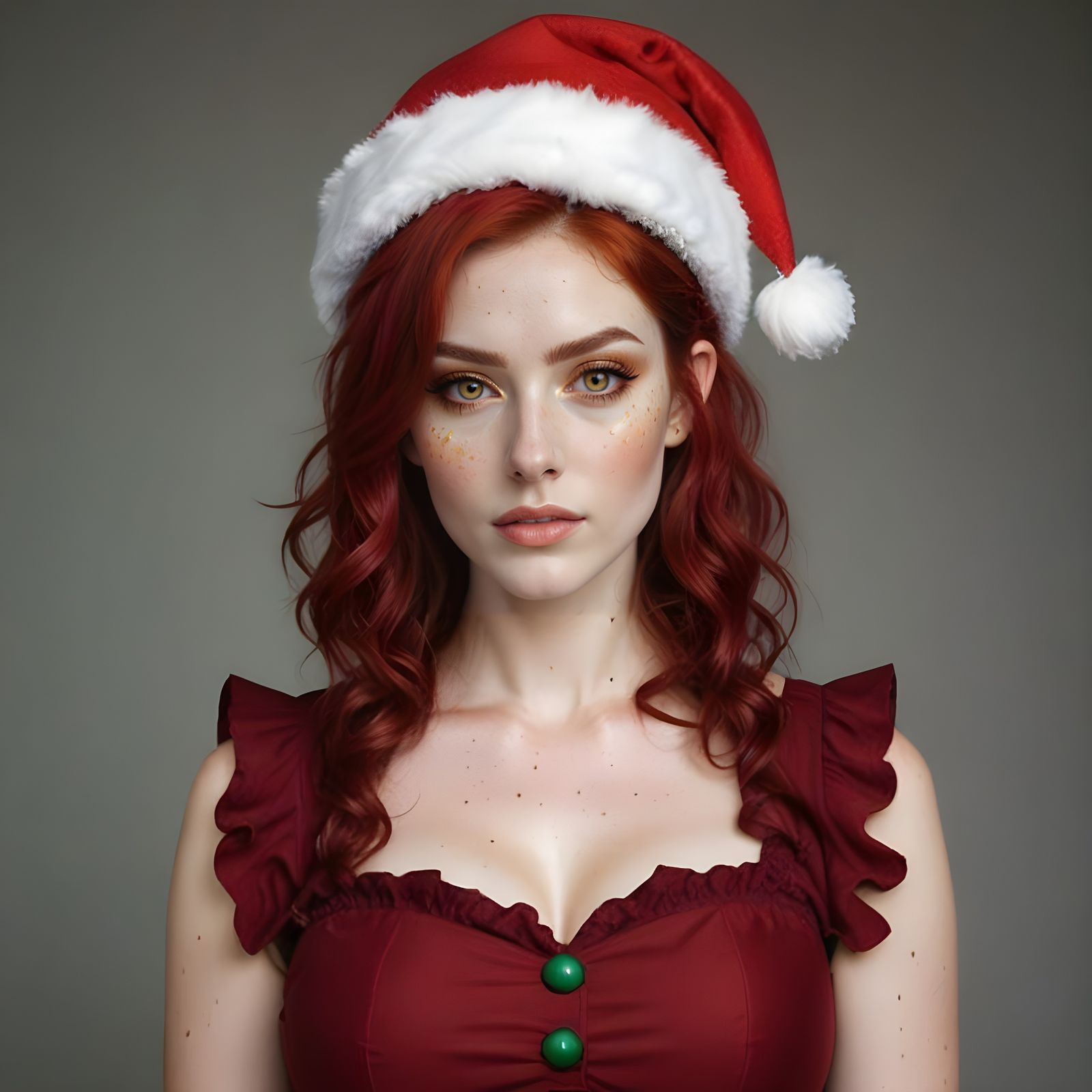 Cyberpunk Elf Woman with Christmas Spirit