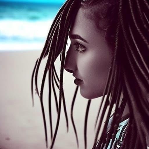 Beautiful Rasta Girl on Beach with Dolphin