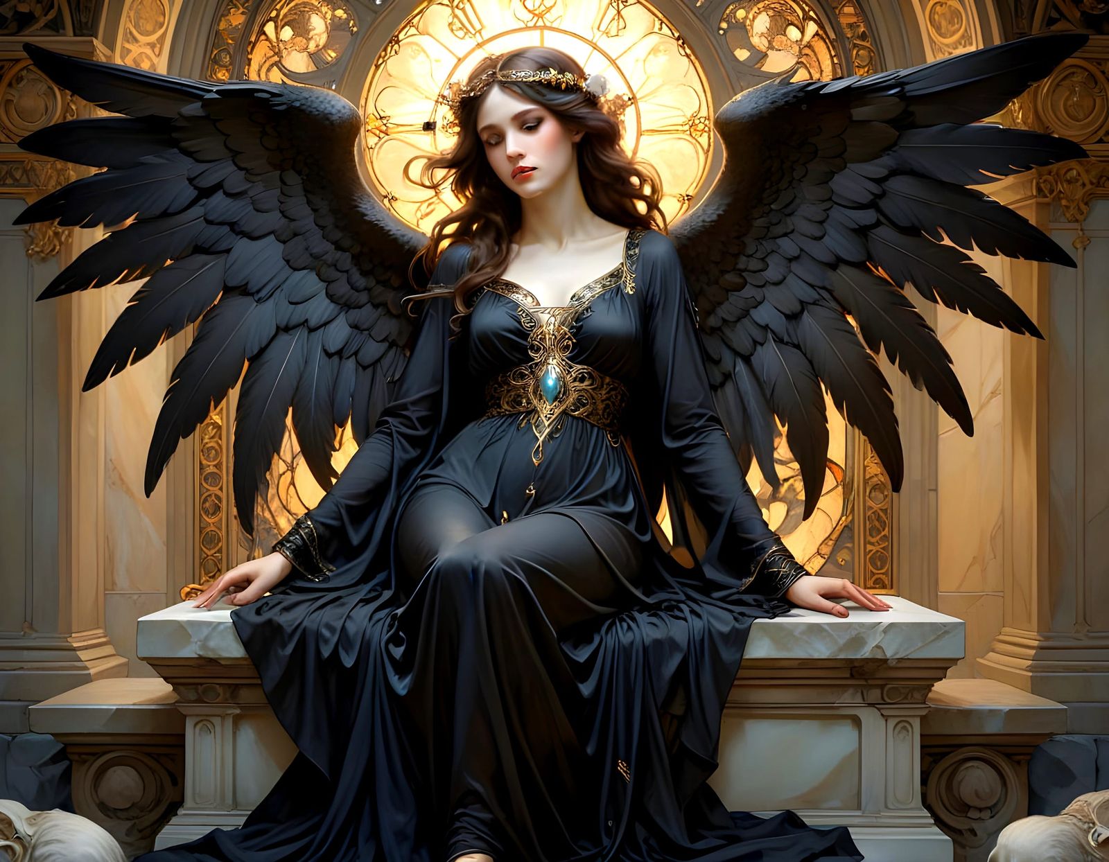 Angel of Death in a Somber Baroque Atmosphere